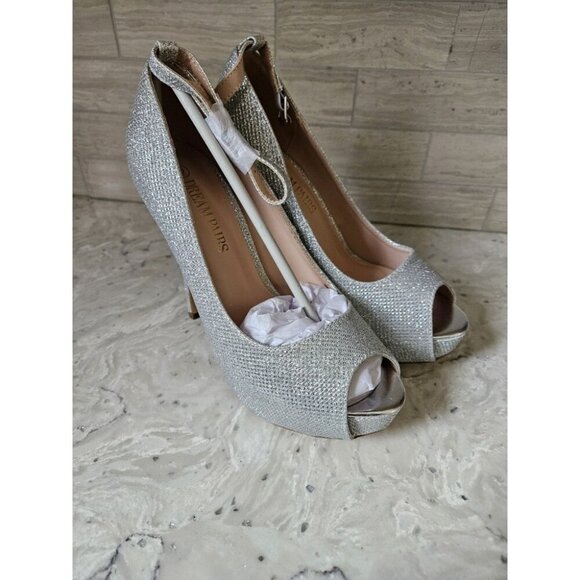 DREAM PAIRS Swan 10 Silver Glitter High Heel Platform Dress Pumps Size 6 - Picture 7 of 15